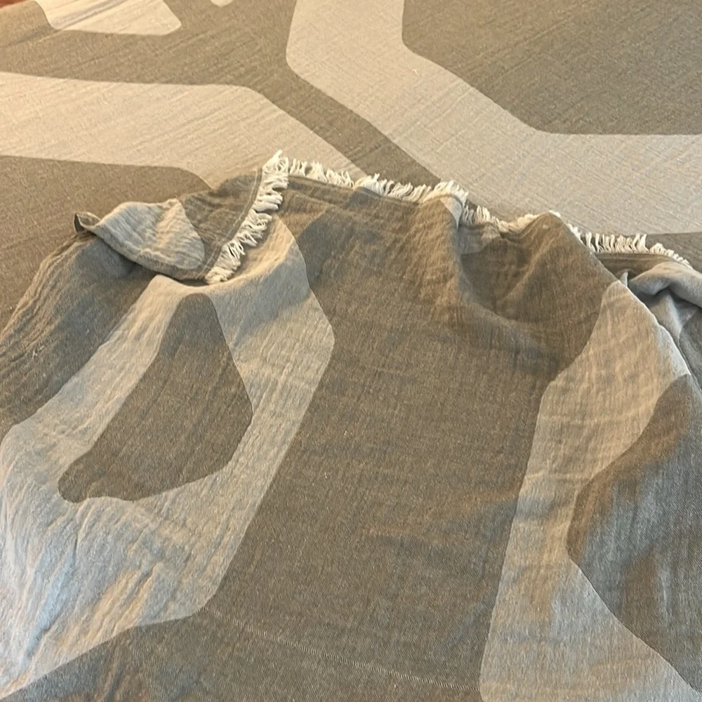 Olive Green + Cream Modern Honeycomb Blanket King Size Organic Cotton Sample
